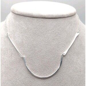 Lotus Jewelry Studio Sterling Silver White Gold Filled V Neck Bar Necklace 16"